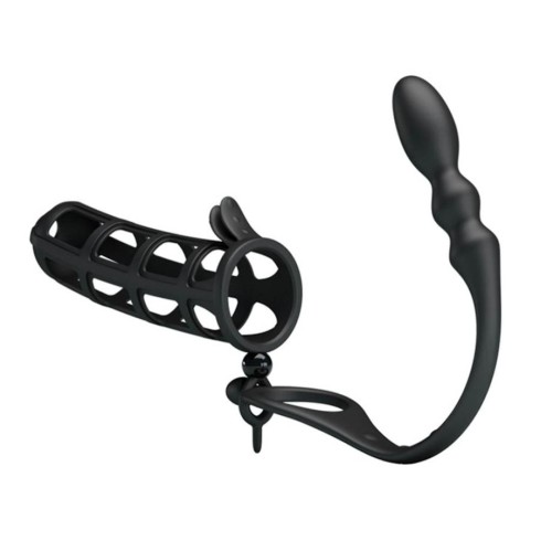 manson, Extensie/manson Pentru Penis Cu Dop Anal Hercules I, Negru, pasiune.ro