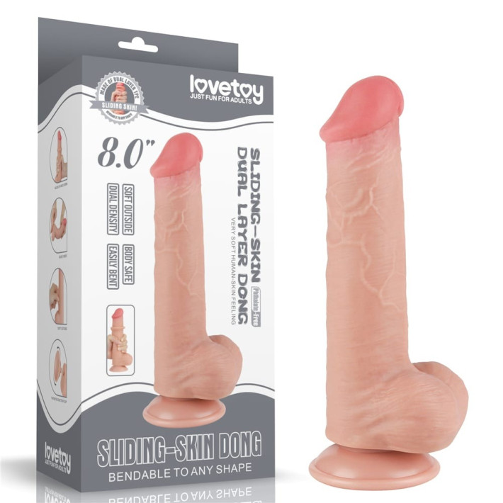 Dildo Realistic Sliding Skin Dual Layer Iii, Natural, 20 Cm 12