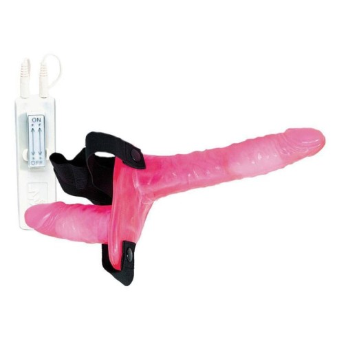 pvc, Strap-on Dublu Cu Vibratii Joyride Duo, Roz, pasiune.ro