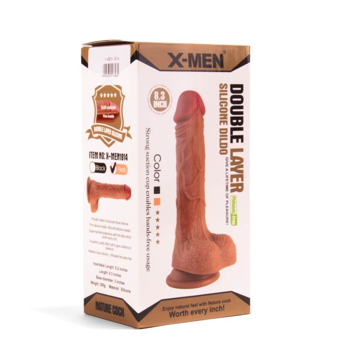 Dildo Realistic Dublu-stratificat, Brun, 21 Cm 4