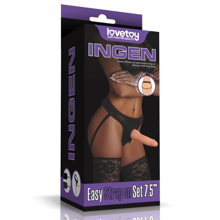 Set Ham Strap-on Si Dildo Easy Strapon, Natural, 19 Cm 7