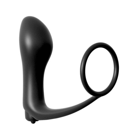 Jucarii Barbati, Inel Penis Cu Dop Anal Si Vibratii Ass-gasm, Negru, 9 Cm, pasiune.ro