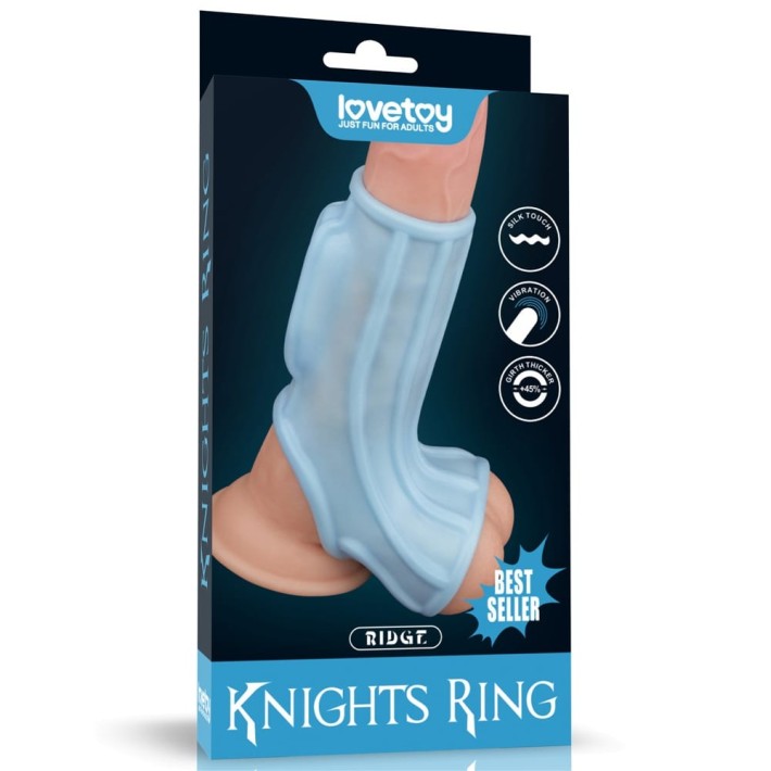 Inel / Manson Penis Cu Vibratii Ridge Knights With Scrotum Sleeve, Albastru 10