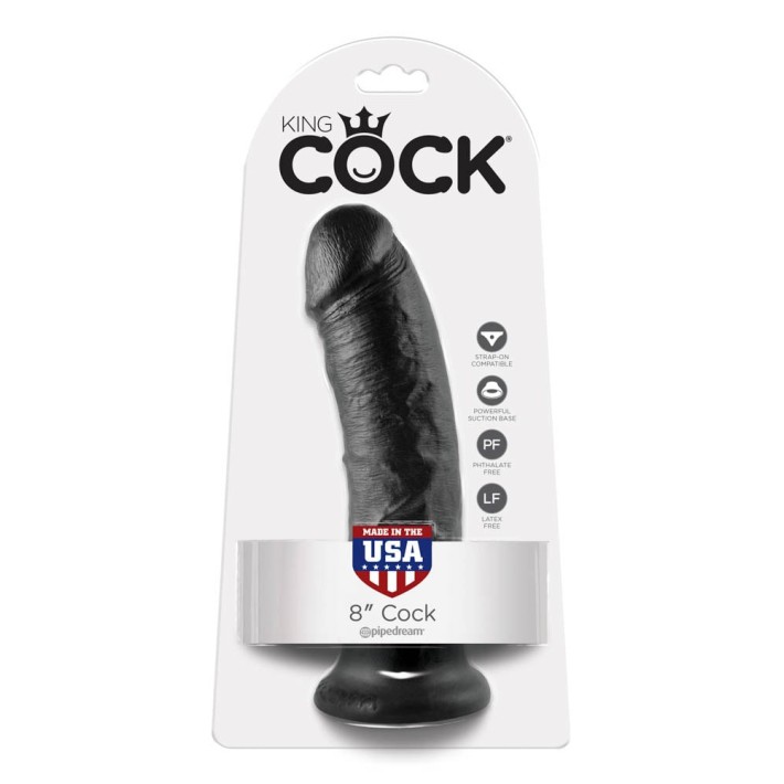 Dildo Clasic Cu Ventuza King Cock, Negru, 20 Cm 2