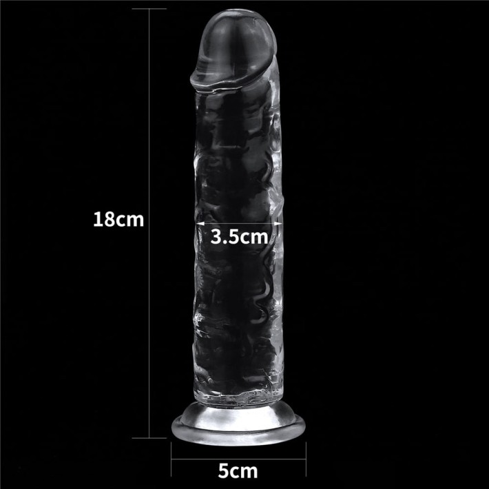 Dildo Realistic Cu Ventuza, Transparent, 17.8 Cm 2
