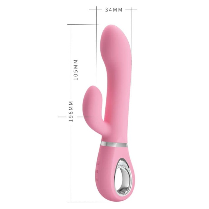 Vibrator Rabbit Cu Rotatii Ternence, Roz Pudrat, 19 Cm 3