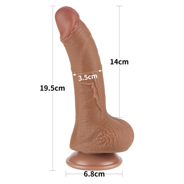 Dildo Realistic Sliding Skin Dual Layer I, Brun Deschis, 19 Cm 5