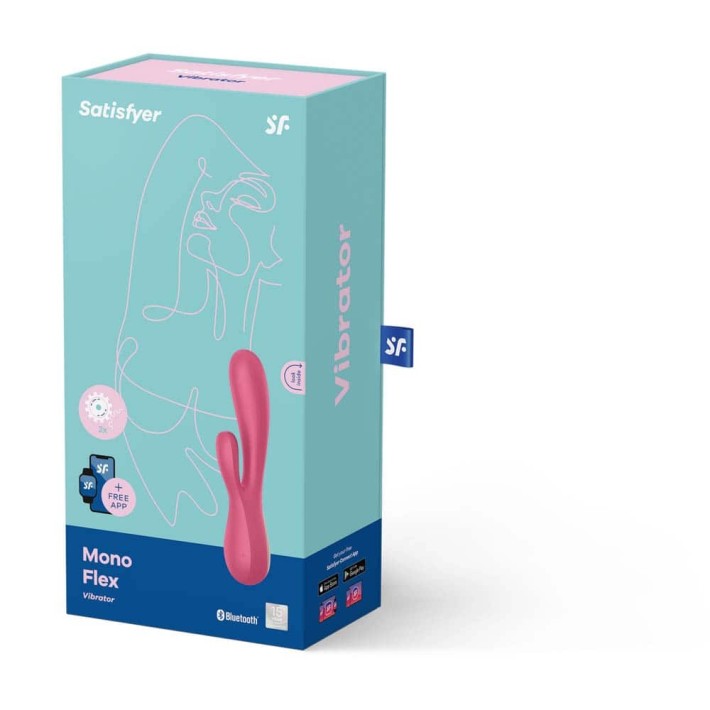 Vibrator Rabbit Mono Flex, Rosu, 20 Cm 2