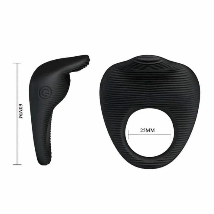 Inel Penis Cu Stimulator Clitoridian Si Vibratii Thimble, Negru 3