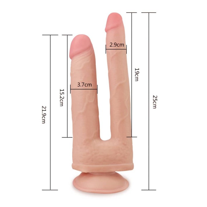 Dildo Realistic Dublu Cu Ventuza Skinlike, Natural, 25 Cm 5