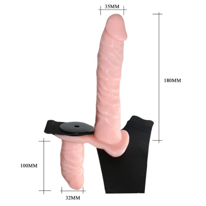 Strap-on Dublu Cu Vibratii Ultra Passionate, Natural, 17.5 Cm 8