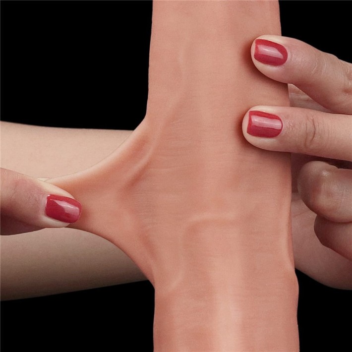 Dildo Realistic Sliding Skin Dual Layer Dong - Whole Testicle, Natural, 22 Cm 10