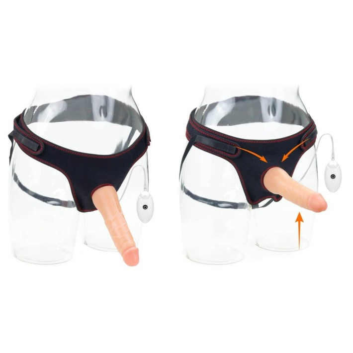 Set Ham Strap-on Si Dildo Cu Vibratii Easy Strapon, Natural, 19 Cm 10