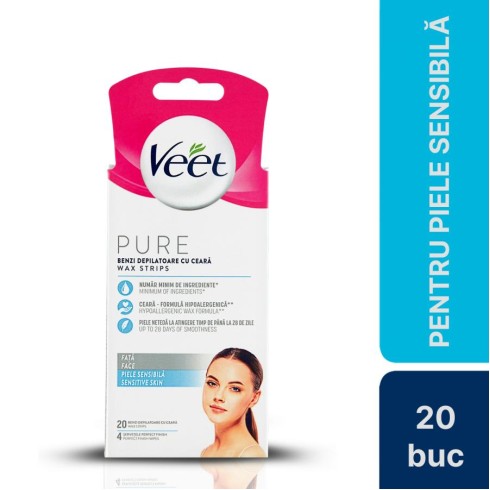 benzi, Benzi De Ceara Depilatoare Veet Pentru Fata, 20 Benzi, pasiune.ro