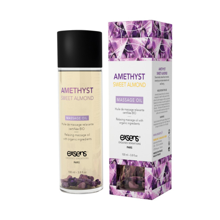 Organic Massage Oil With Stones Amethyst Sweet Almond 100ml 2