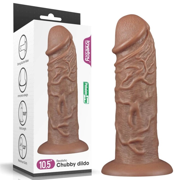 Dildo Realistic Extra-gros Chubby, Brun, 26.5 Cm 11