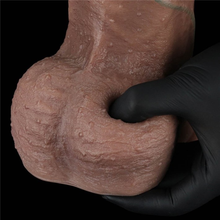 Dildo Realistic Dual Layered Silicone Cock Xxl, Brun, 33 Cm 2