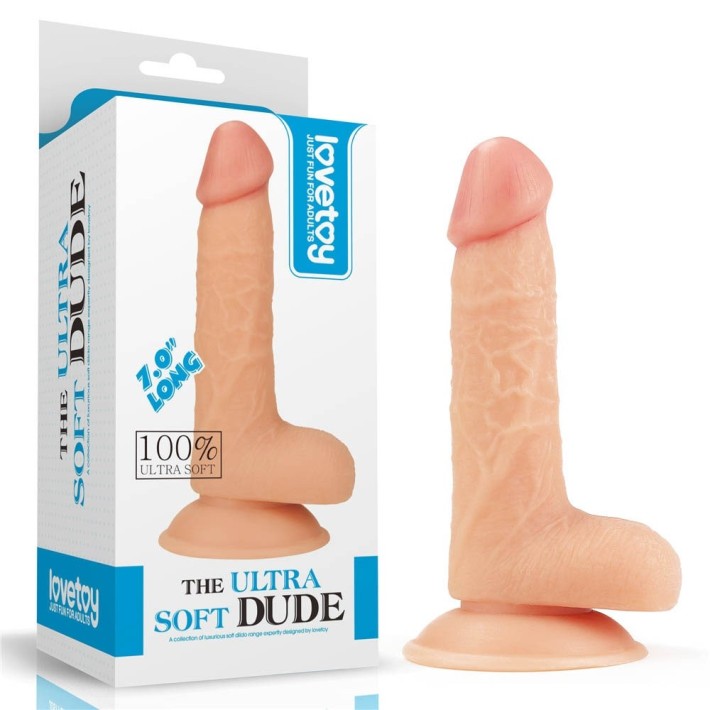 Dildo Clasic Cu Ventuza The Ultra Soft Dude, Natural, 17.8 Cm 6