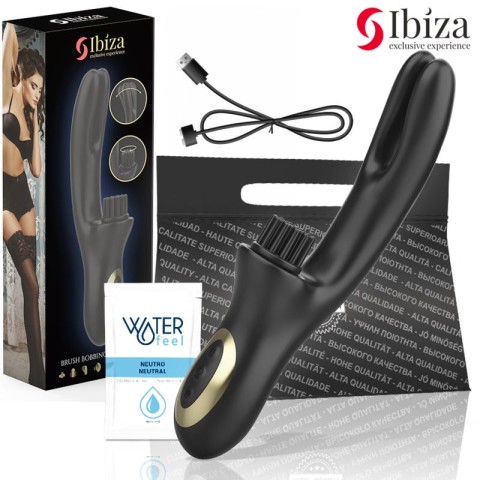 Ibiza, Vibrator Rabit Dublu Cu Periere Si Miscare Ibiza Negru, pasiune.ro