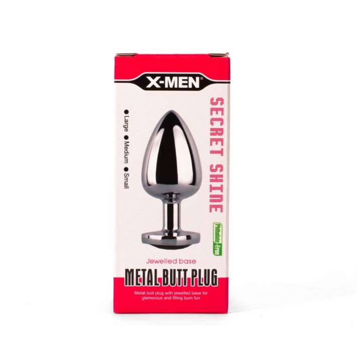 Dop Anal Cu Bijuterie Secret Shade Metal L, Argintiu + Rosu, 9.5 Cm 5