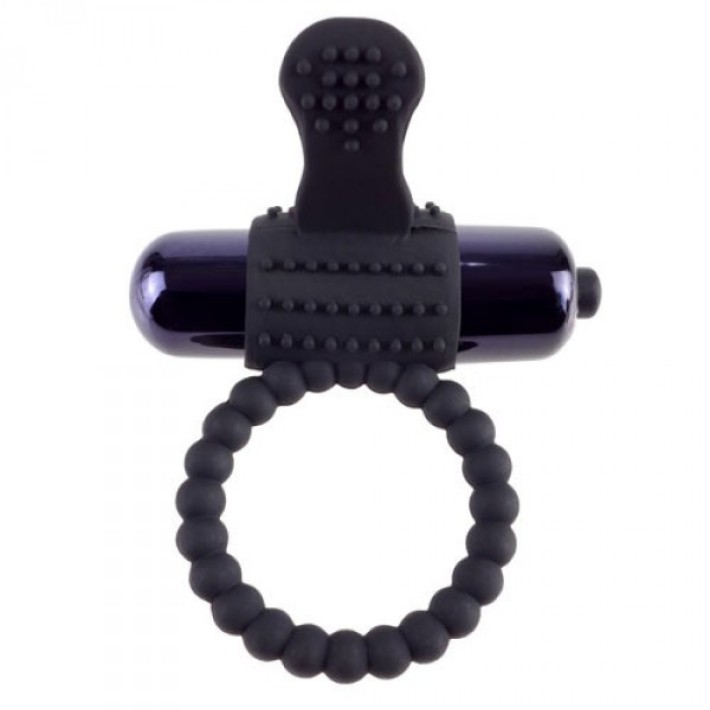 Inel Penis Vibrating Silicone Super Ring, Negru 2
