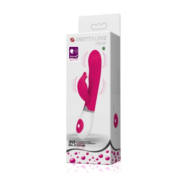 Vibrator Rabbit Cu Functie Vocala Felix, Roz, 20.5 Cm 3