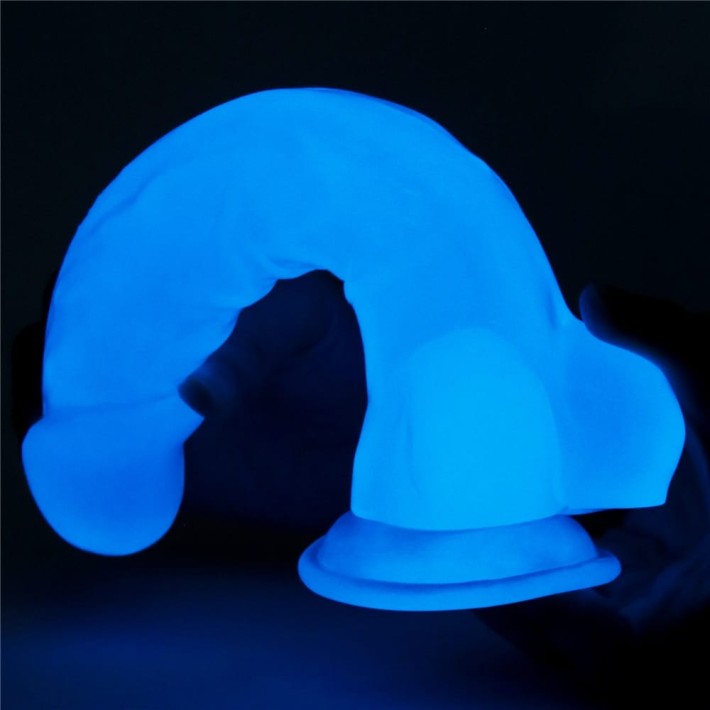 Dildo Clasic Fosforescent Lumino Play, Alb, 21.5 Cm 4