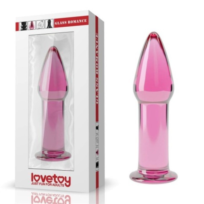 Dop Anal Din Sticla Borosilicata Glass Romance, Roz, 12 Cm 2