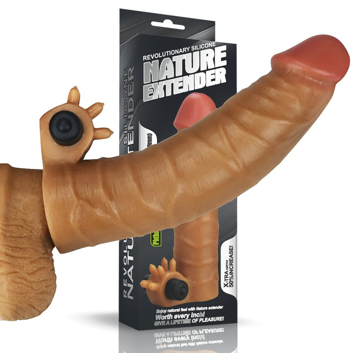 Manson Marire Penis Cu Vibratii Nature Extender, Brun, +3.5 Cm 5