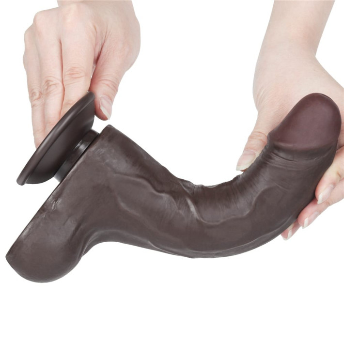 Dildo Realistic Sliding Skin Dual Layer Ii, Brun Inchis, 21.5 Cm 7