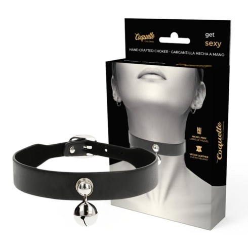 accesoriu, Colier Din Piele Vegana Coquette Cu Accesoriu Clopotel, pasiune.ro