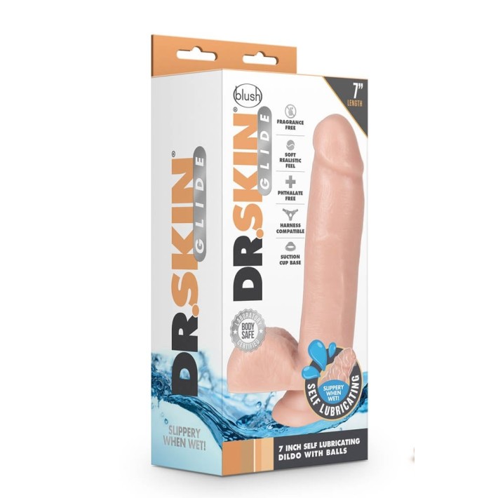 Dildo Realistic Auto-lubrifiant Dr. Skin, Natural, 17.5 Cm 6