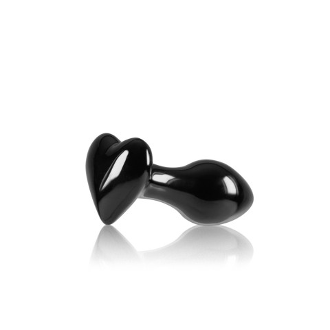 heart, Dop Anal Din Sticla Crystal Heart, Negru, 9 Cm, pasiune.ro