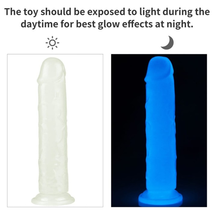  Dildo Clasic Fosforescent Lumino Play, Alb, 20 Cm 11