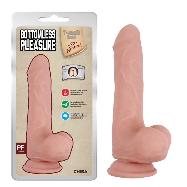 Dildo Realistic Cu Ventuza Bottomless Pleasure, Natural, 20 Cm 4