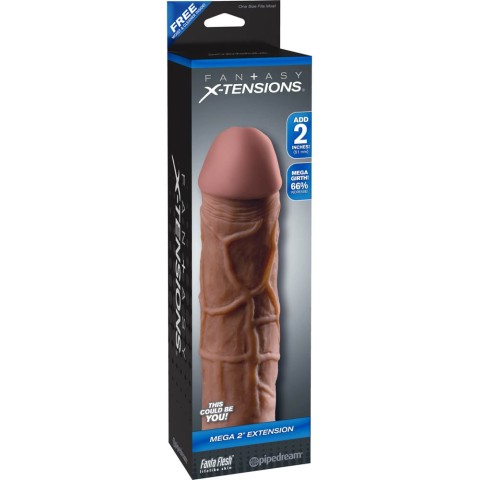 Pipedream - Fantasy XTensions, Extensie/manson Penis Mega 2 Extension, Brun, +5 Cm, pasiune.ro