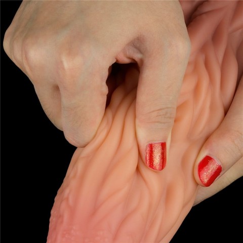 silicone, Dildo Clasic Dual-layered Platinum Silicone Tongue, Multicolor, 25 Cm, pasiune.ro
