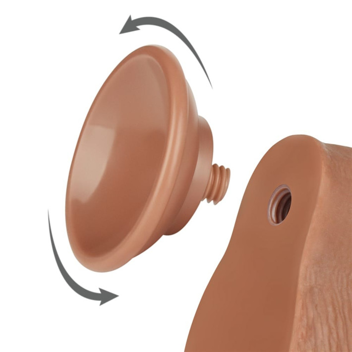 Dildo Realistic Sliding Skin Dual Layer Iii, Brun Deschis, 19 Cm 4