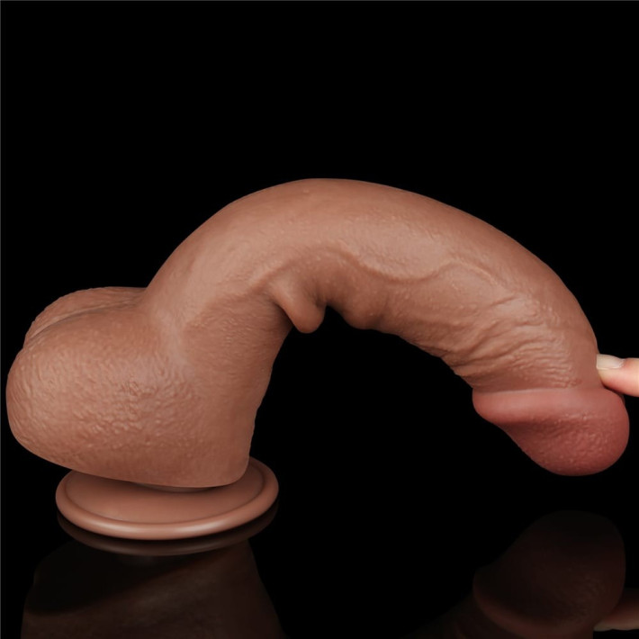 Dildo Realistic Sliding Skin Dual Layer, Brun Deschis, 24 Cm 11