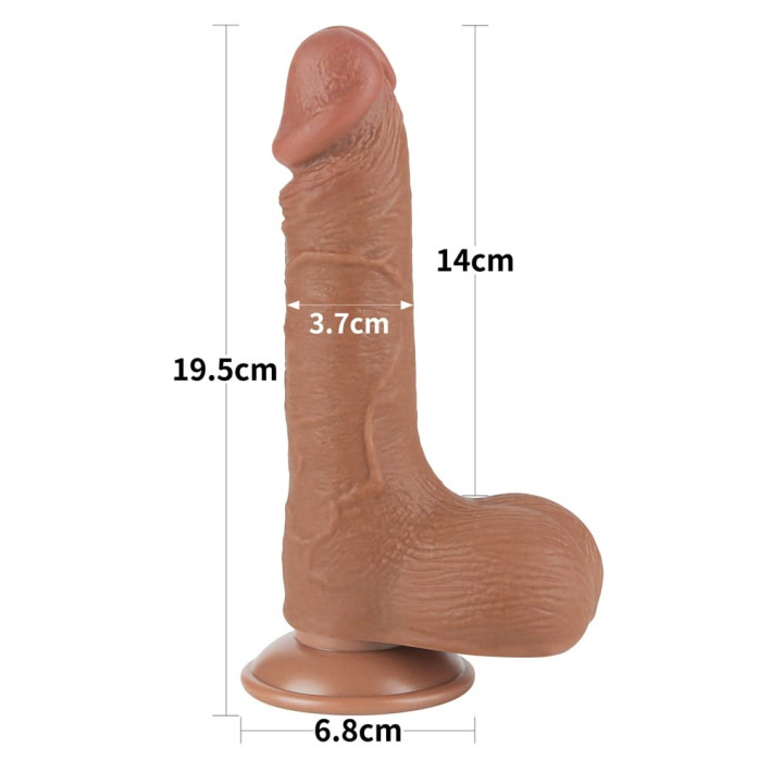Dildo Realistic Sliding Skin Dual Layer Iii, Brun Deschis, 19 Cm 5