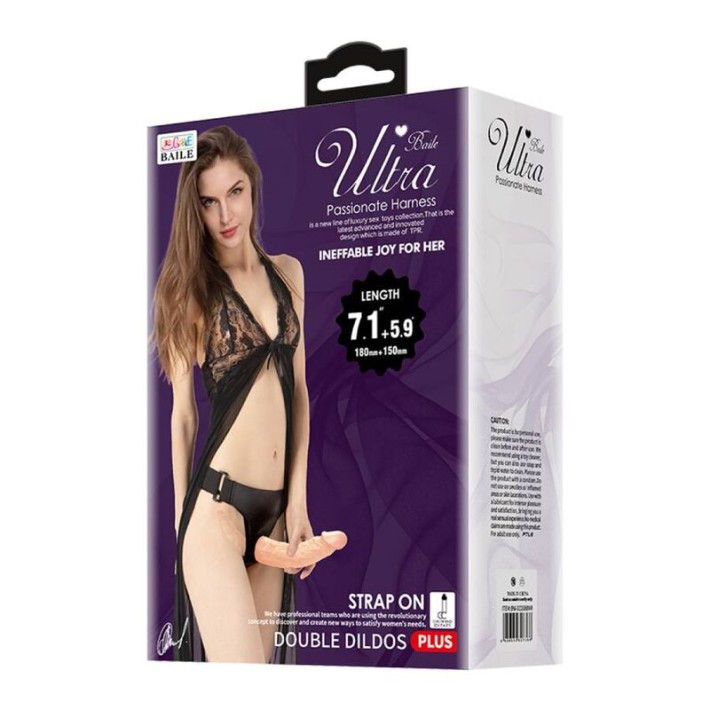 Strap On Dublu Ultra Passionate Harness, Natural, 18 Cm 6