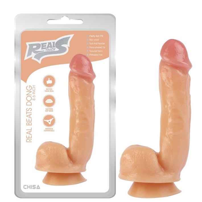 Dildo Clasic Cu Ventuza Real Beats Dong, Natural, 22 Cm 4