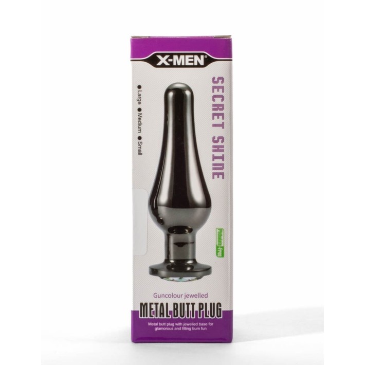 Dop Anal Cu Bijuterie Secret Shine S, Metalic + Negru, 9 Cm 4