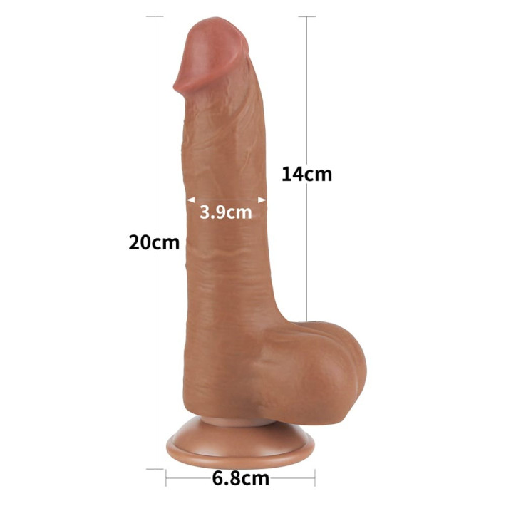 Dildo Realistic Sliding Skin Dual Layer I, Brun Deschis, 20 Cm 5