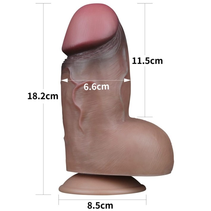 Dildo Mega Dublu-stratificat Nature Cock, Brun, 18 Cm 9