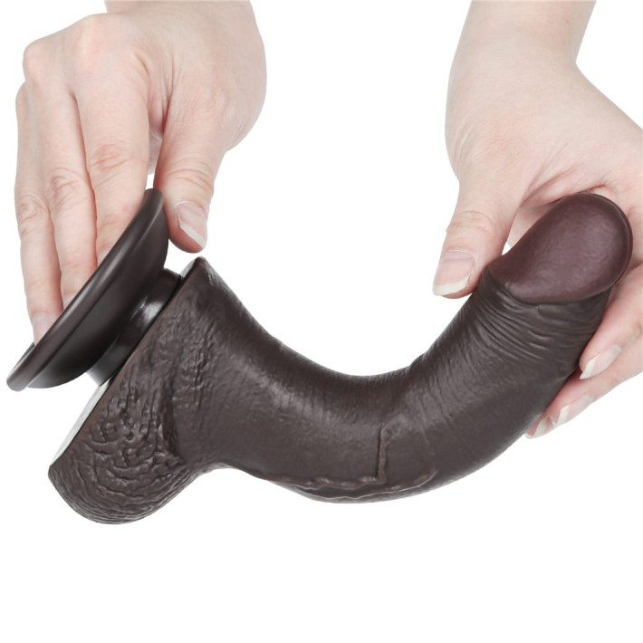 Dildo Realistic Sliding Skin Dual Layer I, Brun Inchis, 19 Cm 8