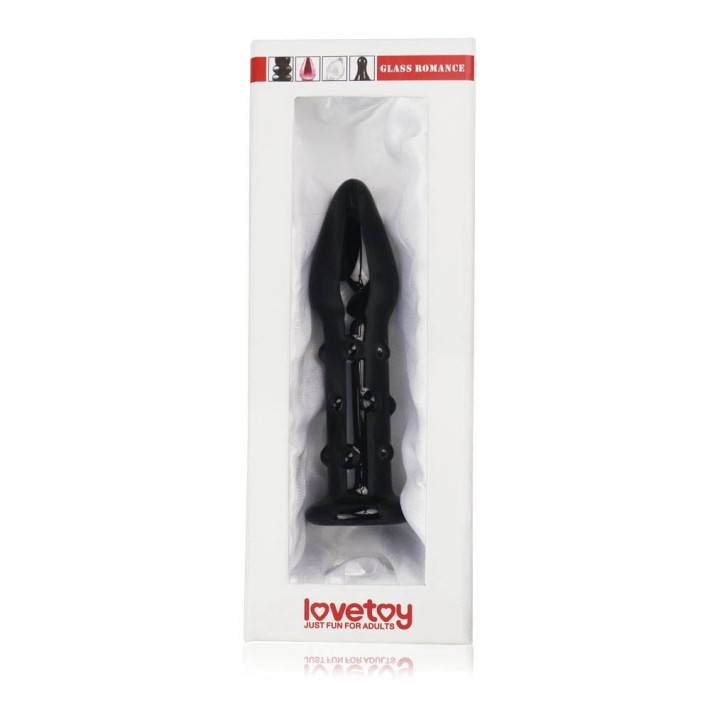 Dop Anal Din Sticla Borosilicata Glass Romance, Negru, 14 Cm 2