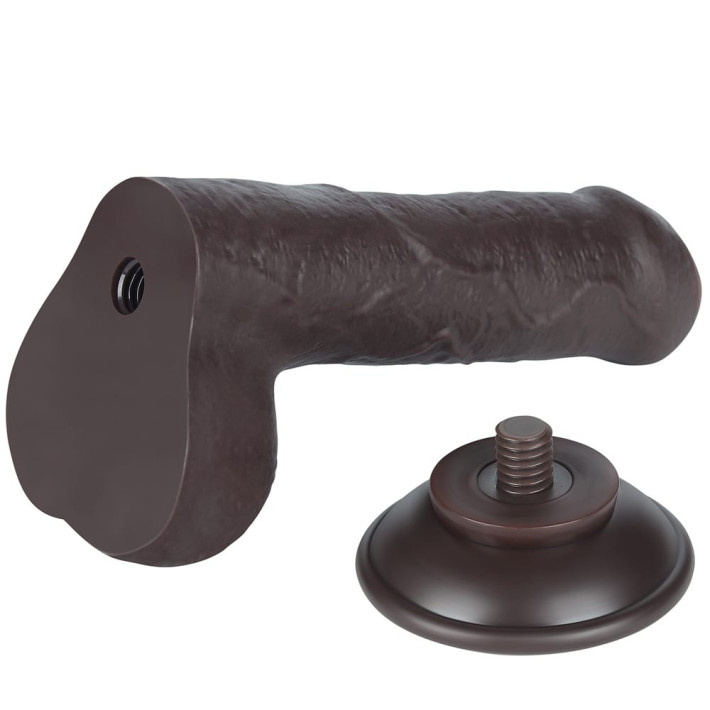 Dildo Realistic Sliding Skin Dual Layer, Brun Inchis, 17.5 Cm 3