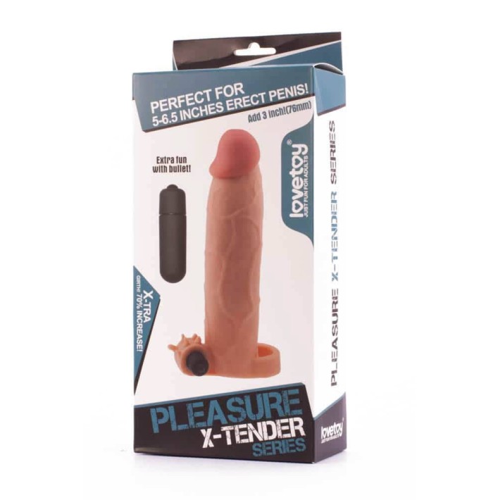 Extensie/manson Penis Cu Vibratii Pleasure X-tender, Natural, +7.5 Cm 3