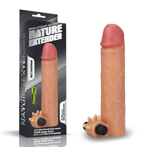Mansoane Cu Vibratii, Extensie/manson Penis Cu Vibratii Silicone Nature Extender, Natural, +5 Cm, pasiune.ro